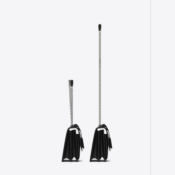 Brand New!!! YSL Saint Laurent Sunset Medium YSL Crossbody Bag in Black Leather - Picture 12 of 16